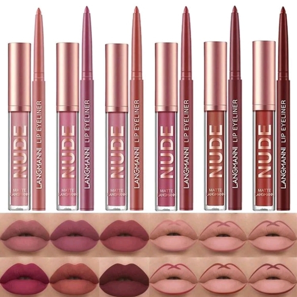 NWT 6pcs Matte Velvet Nude Liquid Lipstick & Lip Liner Kit 💋💋💋 - Picture 1 of 4